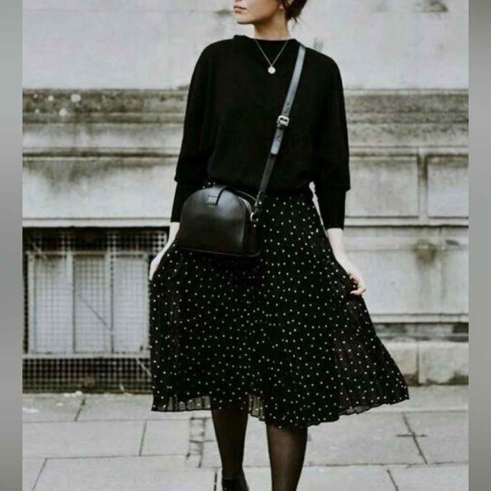 Sezane Black Polka Dot Skirt